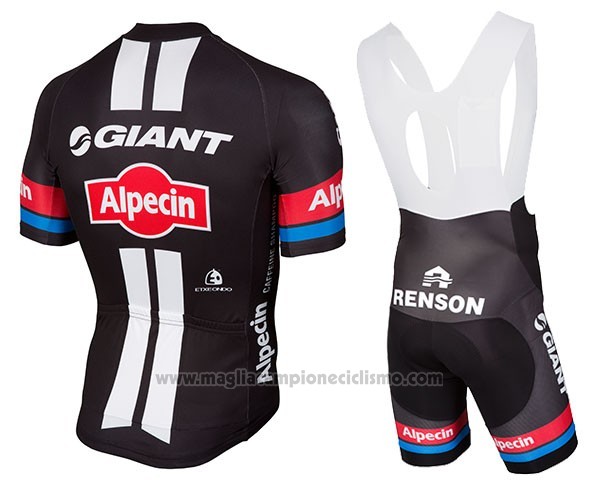 2016 Abbigliamento Ciclismo Giant Alpecin Nero e Rosso Manica Corta e Salopette